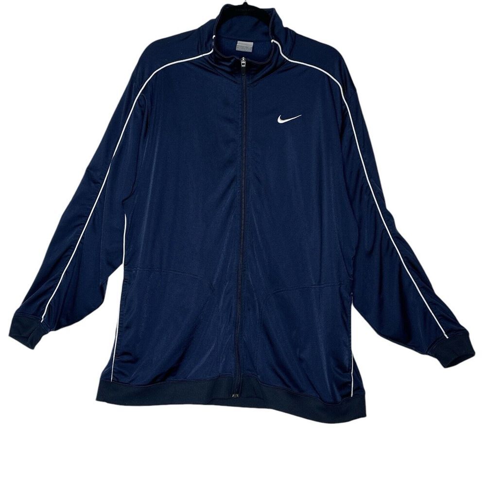 VTG Nike Jacket Mens XL Navy Blue Full Zip Golf Performance Packets Y2K Outdoor